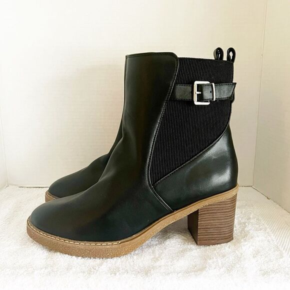 New Evans Black WIDE FIT Saskia Ankle Block Heel Boot Sz Womens 12 - Picture 3 of 8